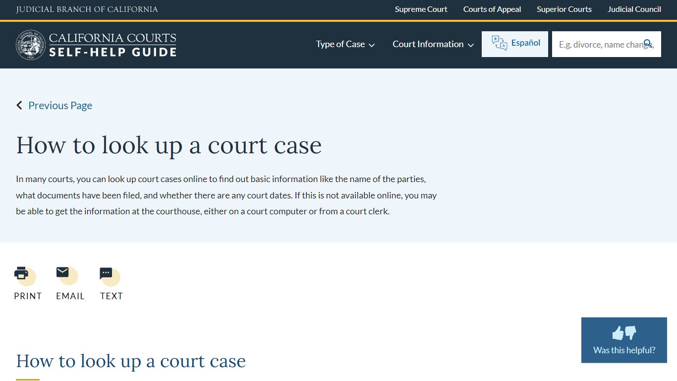 How to look up a court case | California Courts | Self Help Guide